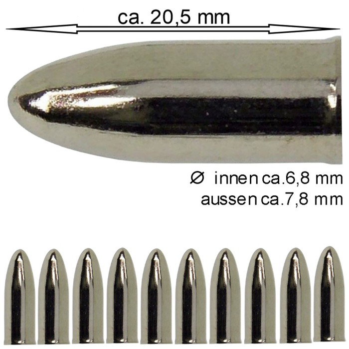 Haller Arrowheads, Metal Tips, Silver, 10 Pieces